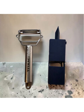 Titan+ Vegetable Peeler Julienne Slicer Garnishing Tool w Slicing Board Guide
